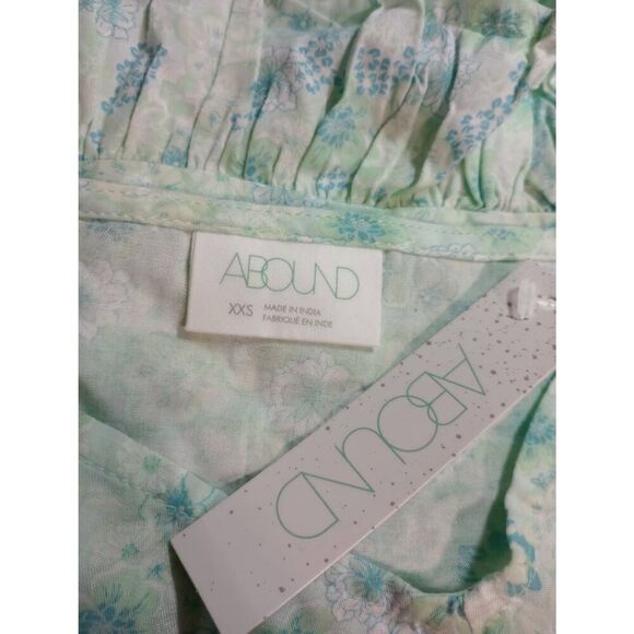 Abound Shirt Ladies XXS Blue Green Tarry Floral Tank Crop Cinch Front Beachy Ruf - Picture 4 of 6